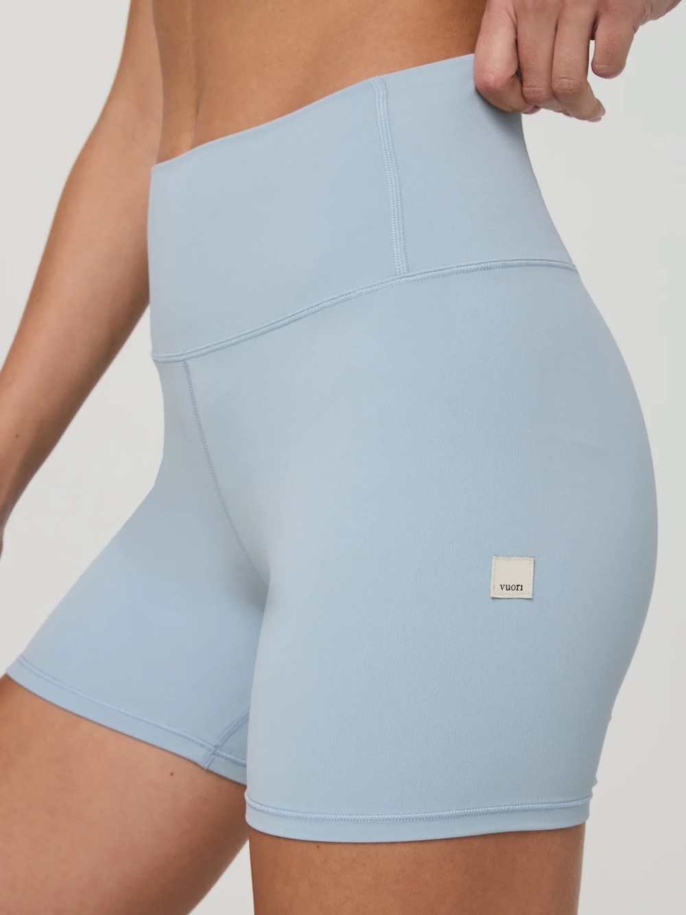 Vuori Light Blue High-Rise Performance Shorts